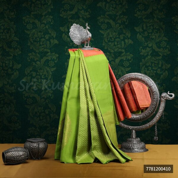 Orange Saree With Green Border