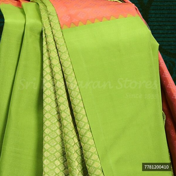 Orange Saree With Green Border - Image 2