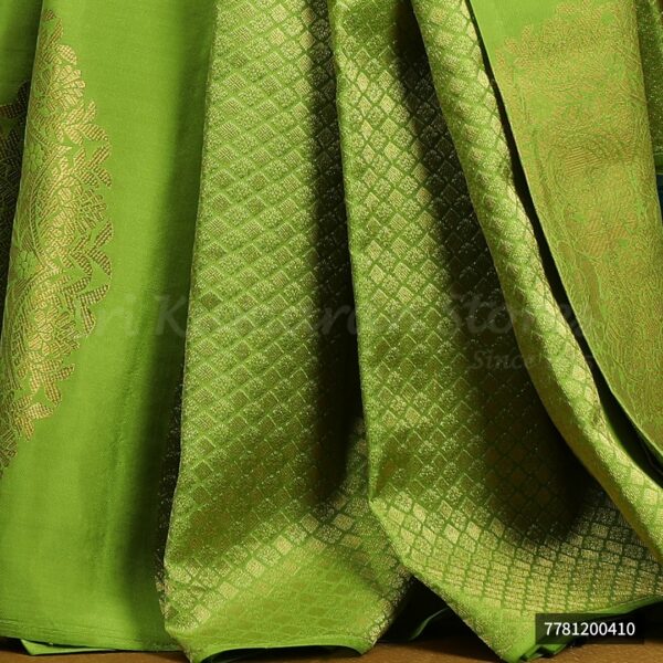 Orange Saree With Green Border - Image 3