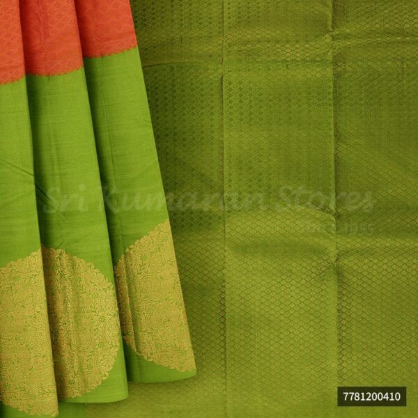 Orange Saree With Green Border - Image 6