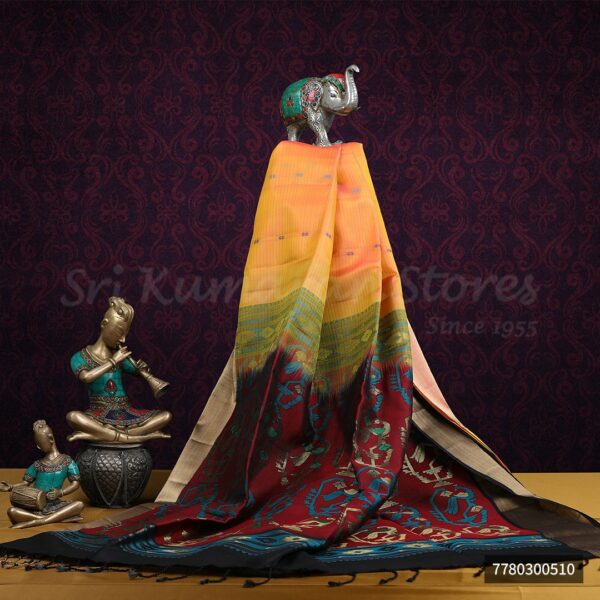 Orange Saree With Maroon Border