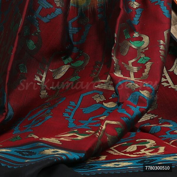 Orange Saree With Maroon Border - Image 3