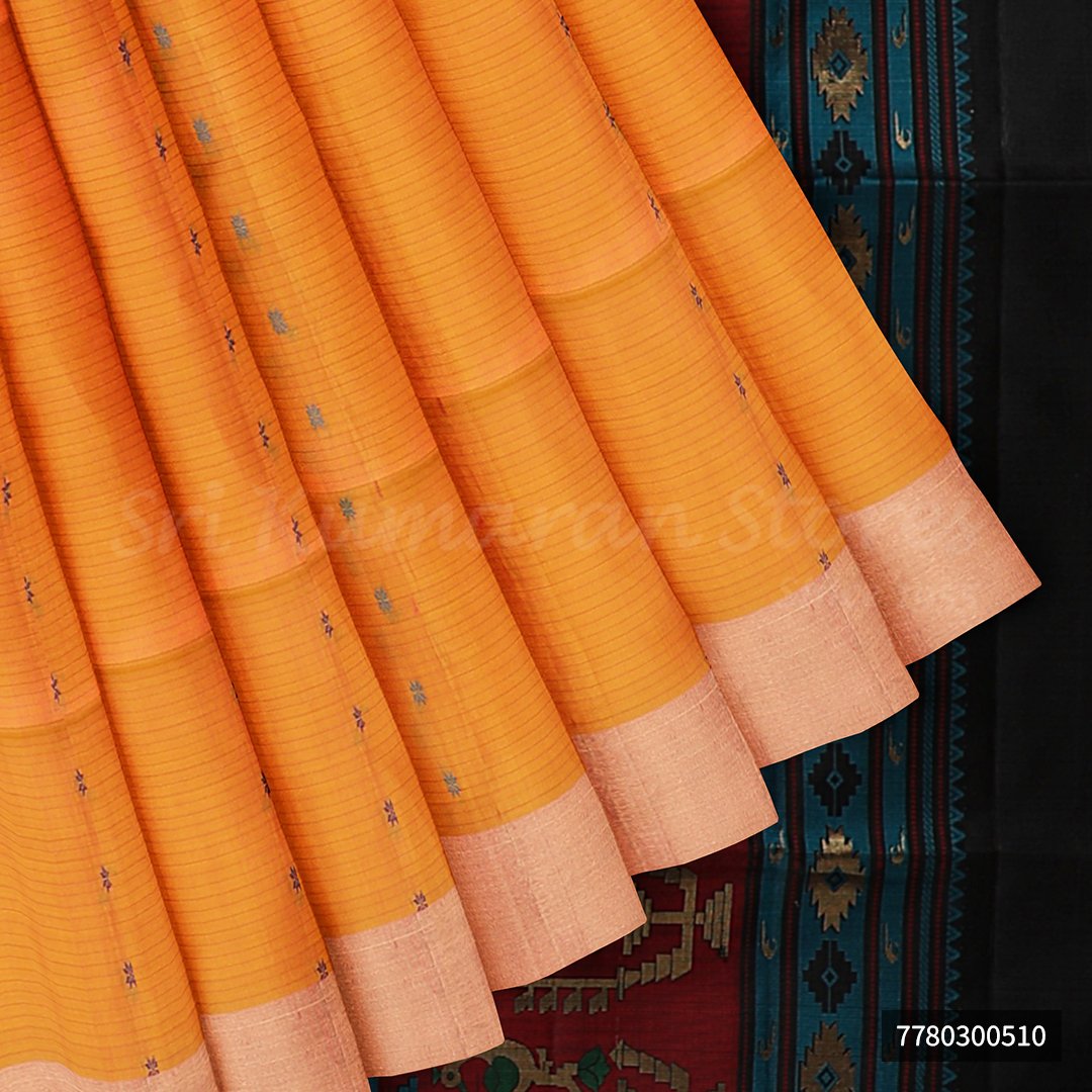 Orange Saree With Maroon Border - Image 4