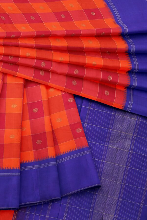 Orange Saree with purple border - Image 2