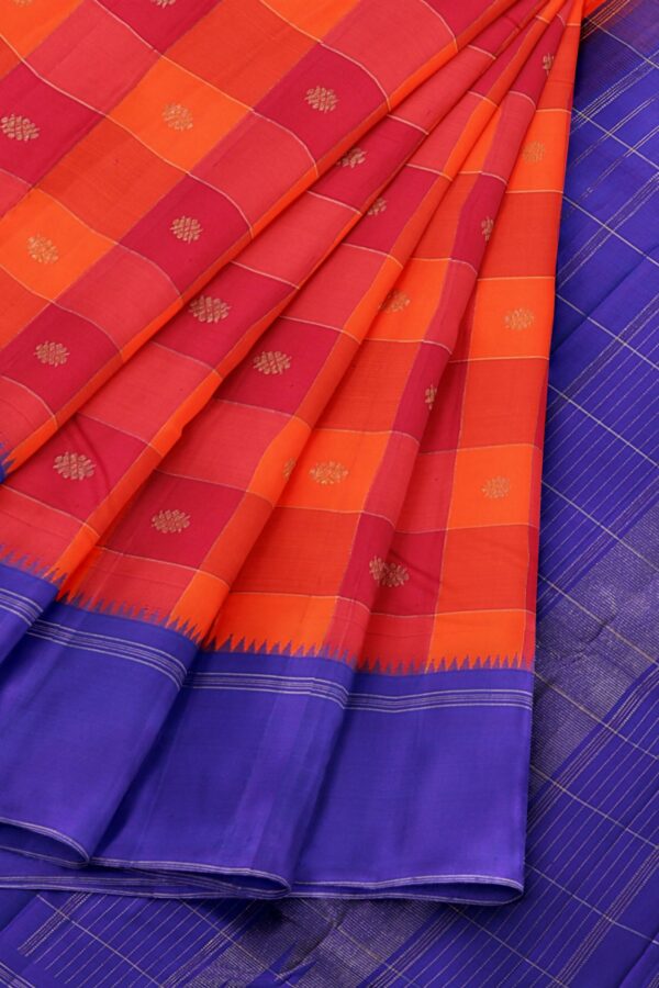 Orange Saree with purple border - Image 4