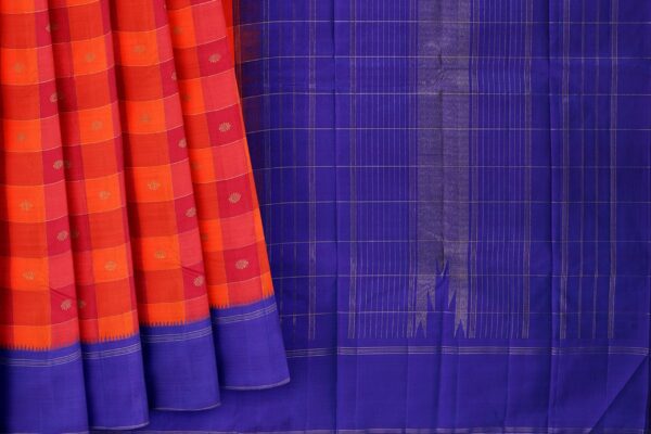 Orange Saree with purple border - Image 5
