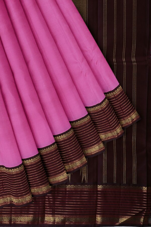 Pink Saree with Dark Brown Border