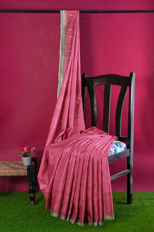 Pink Saree with pink Border - Image 3