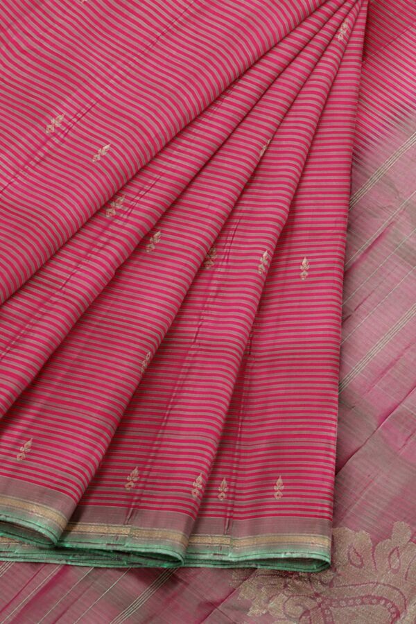 Pink Saree with pink Border - Image 4