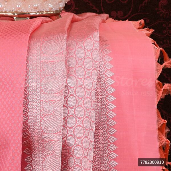 Pink Saree With Silver Border - Image 2