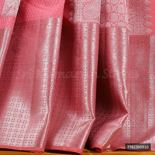 Pink Saree With Silver Border - Image 3