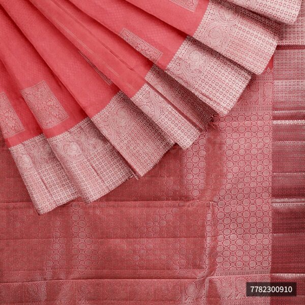 Pink Saree With Silver Border - Image 5