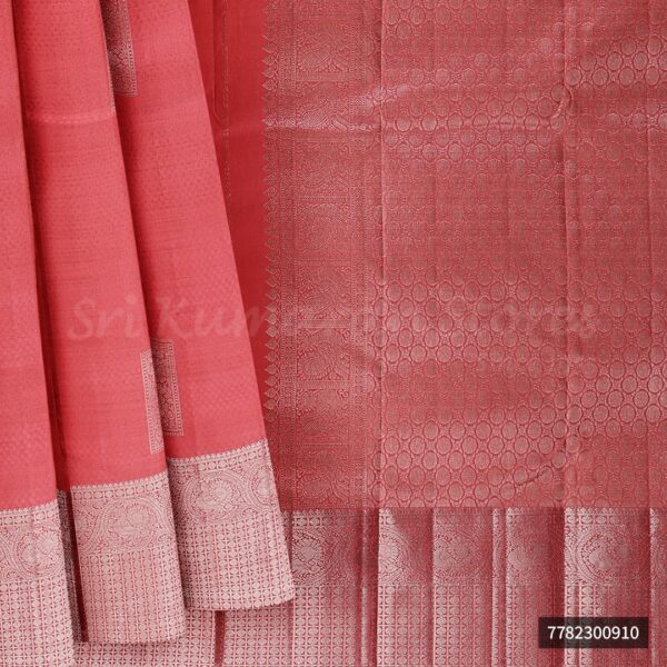 Pink Saree With Silver Border - Image 6