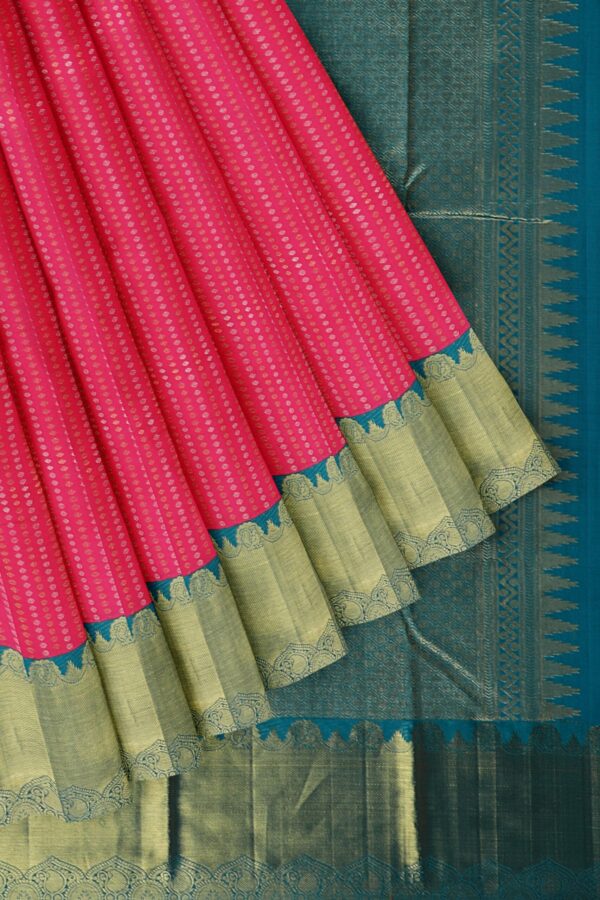 Pink saree with Torquoise Blue Border