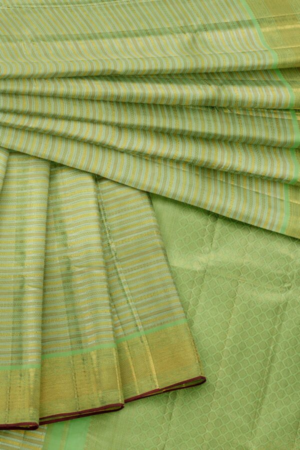 Pista green saree with green border - Image 2