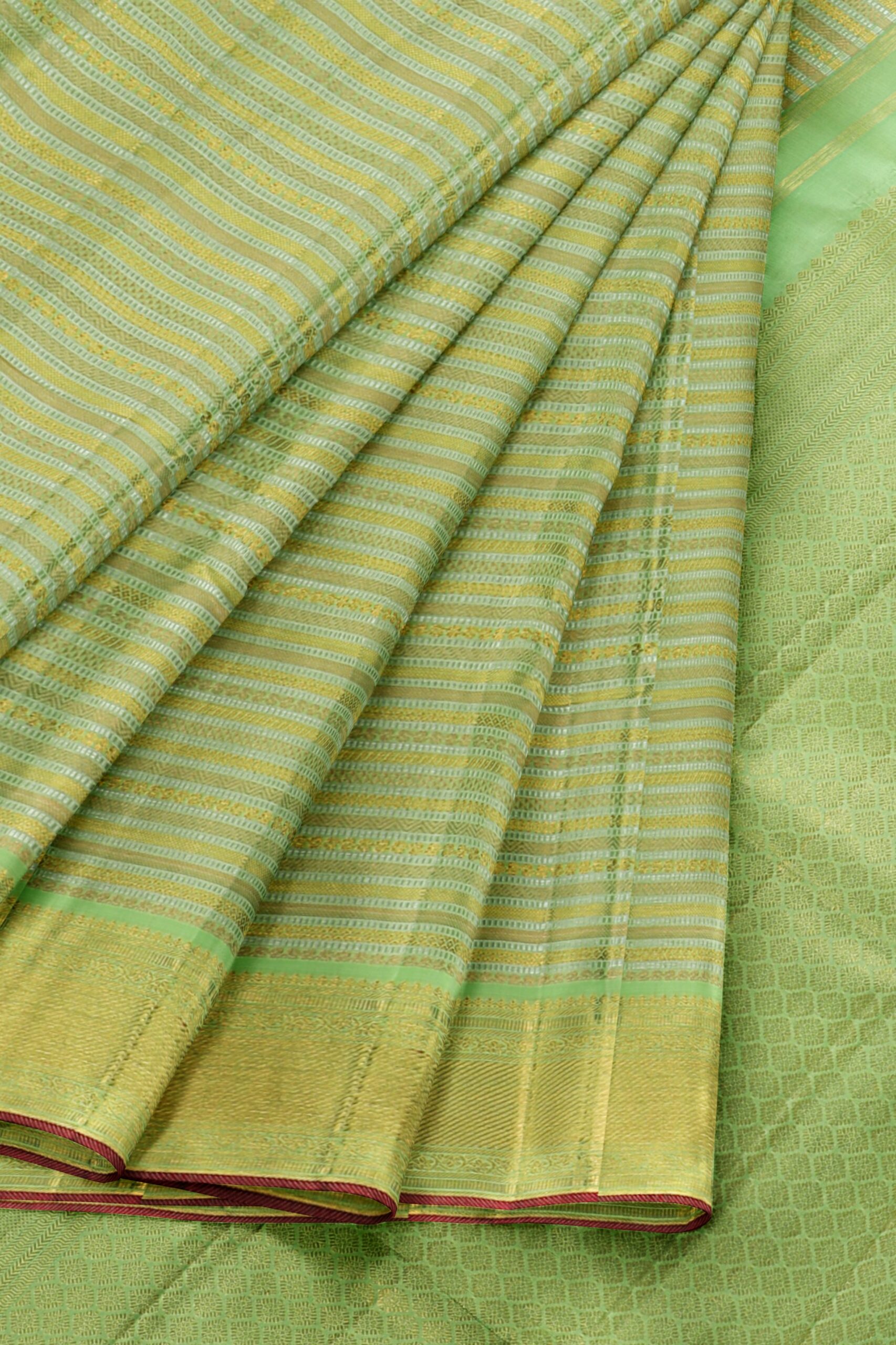 Pista green saree with green border - Image 4