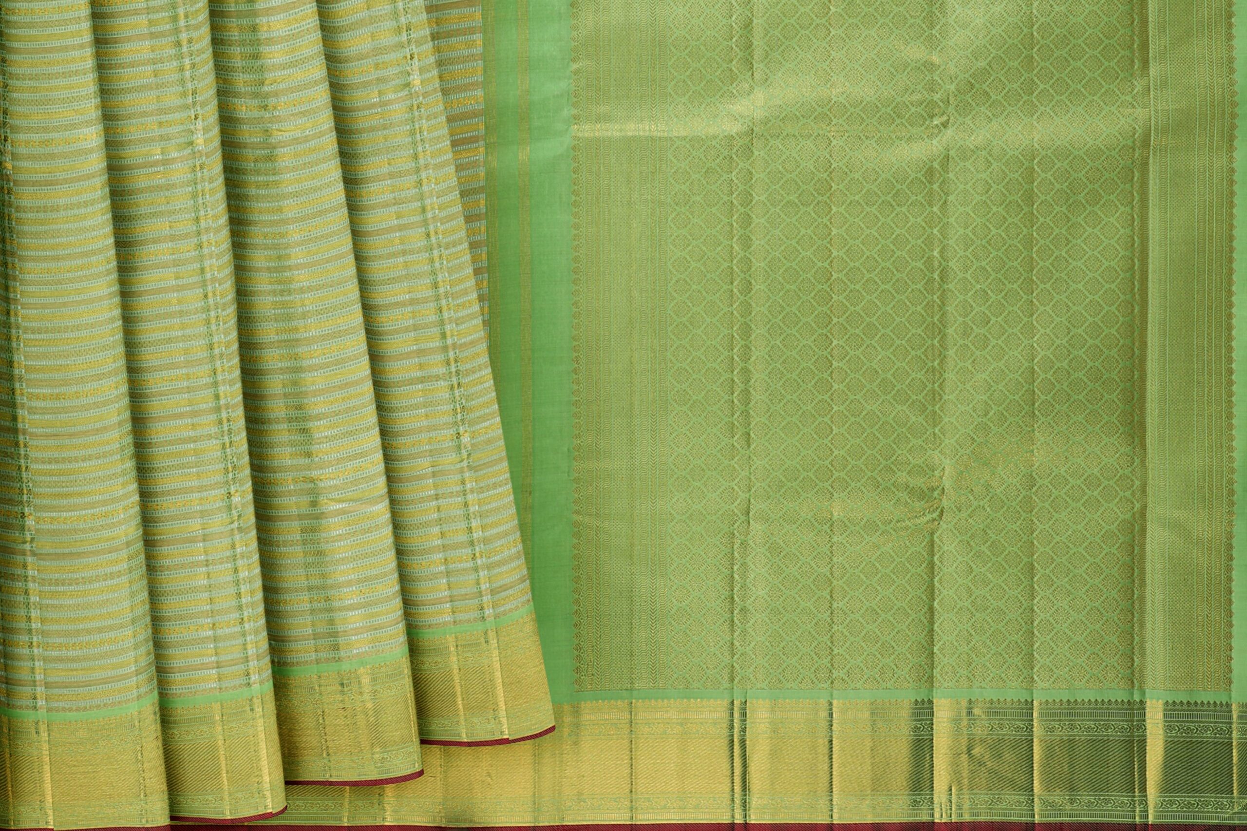 Pista green saree with green border - Image 5