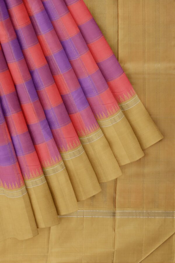 purple pink_saree with Golden Border