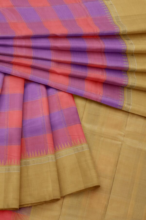 purple pink_saree with Golden Border - Image 2