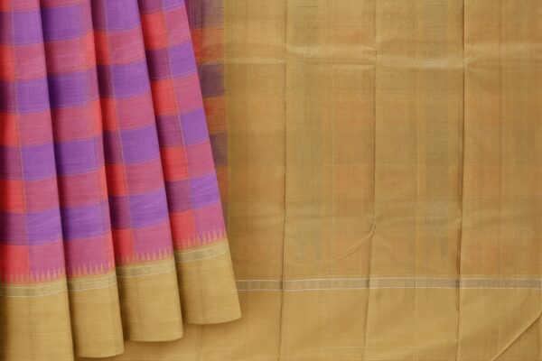 purple pink_saree with Golden Border - Image 5