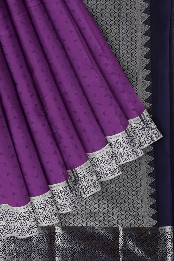 Purple Saree with Silver Border