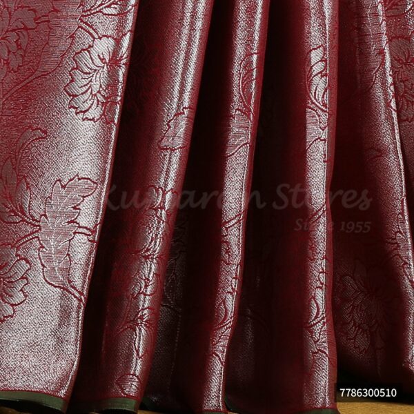 Red Saree With Dark Red Border - Image 3