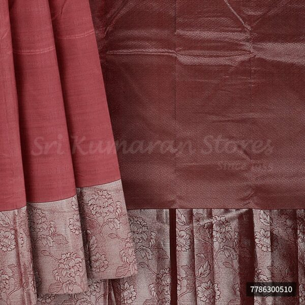 Red Saree With Dark Red Border - Image 6