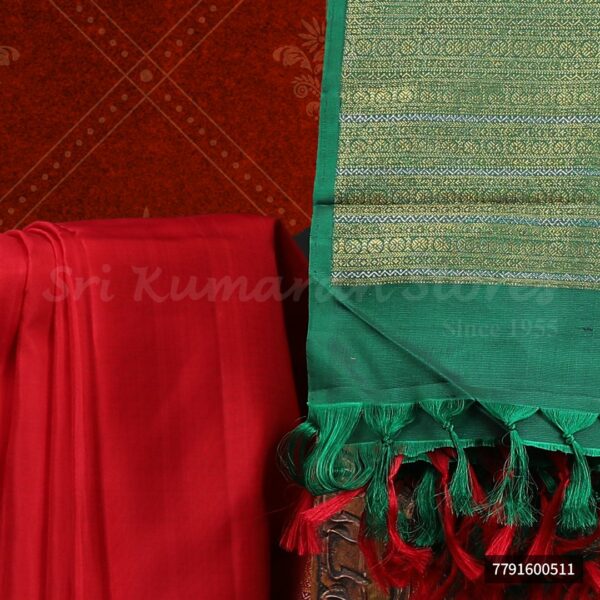 Red Saree With Green Border - Image 2