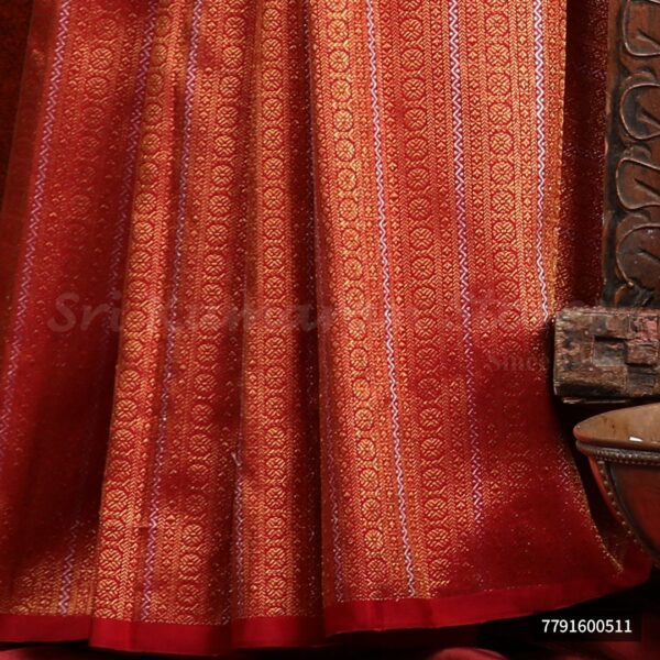 Red Saree With Green Border - Image 3