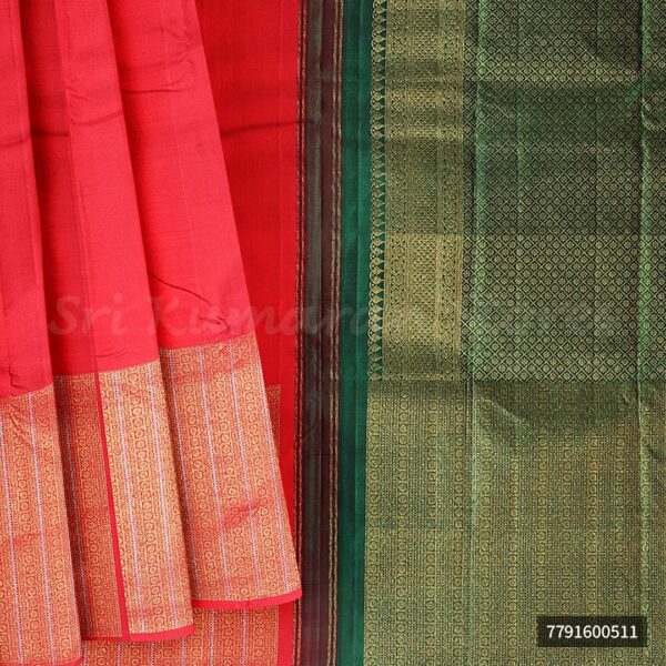 Red Saree With Green Border - Image 6