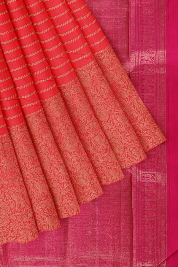 Red saree with Pink Border