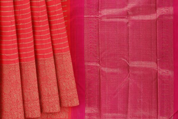 Red saree with Pink Border - Image 5