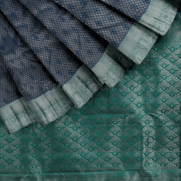 Silver Blue Saree With Turquoise Blue Border - Image 5
