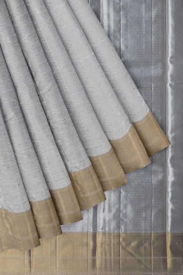 Silver saree with Golden Border