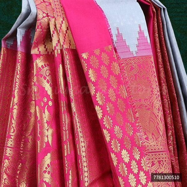 Silver Saree With Red Border - Image 2