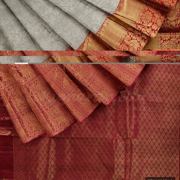 Silver Saree With Red Border - Image 5
