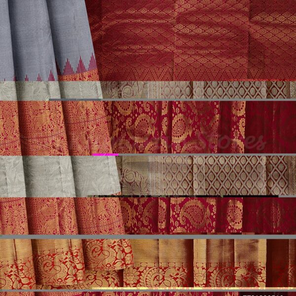 Silver Saree With Red Border - Image 6