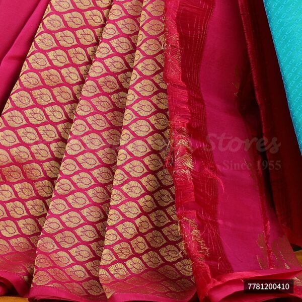Turquoise Blue Saree With Red Border - Image 3