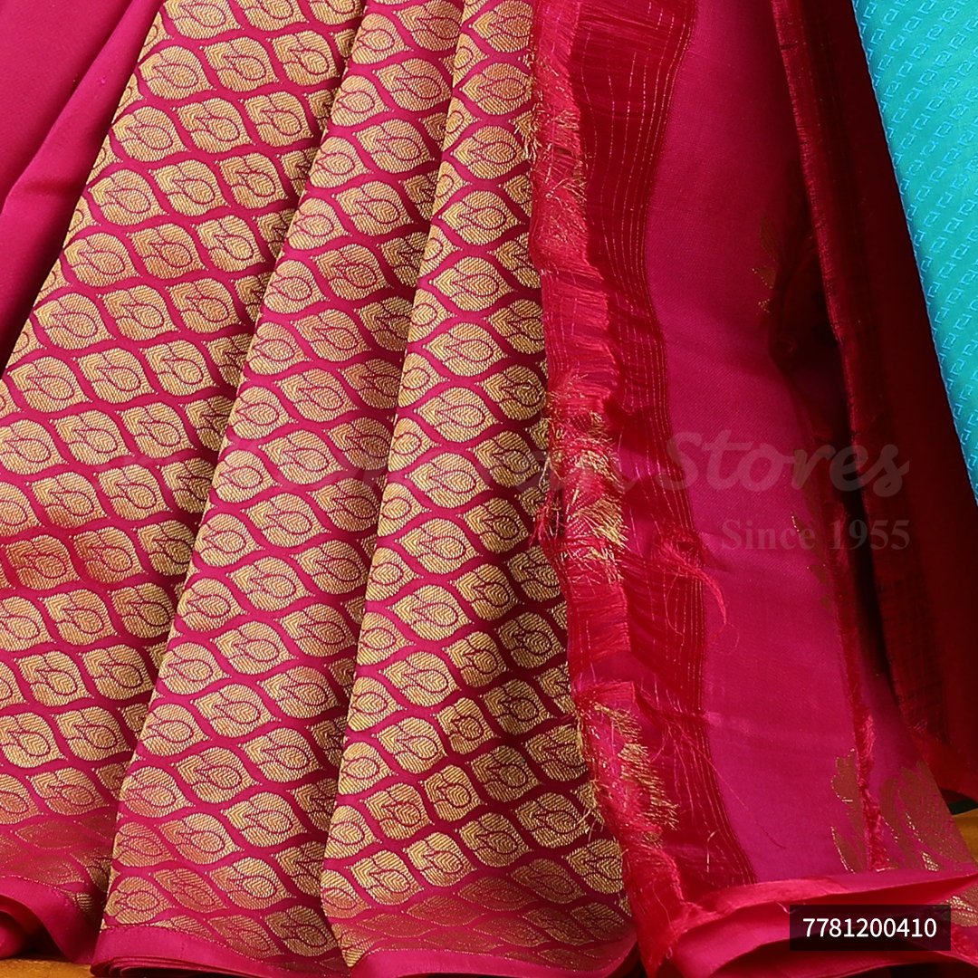 Turquoise Blue Saree With Red Border - Image 3