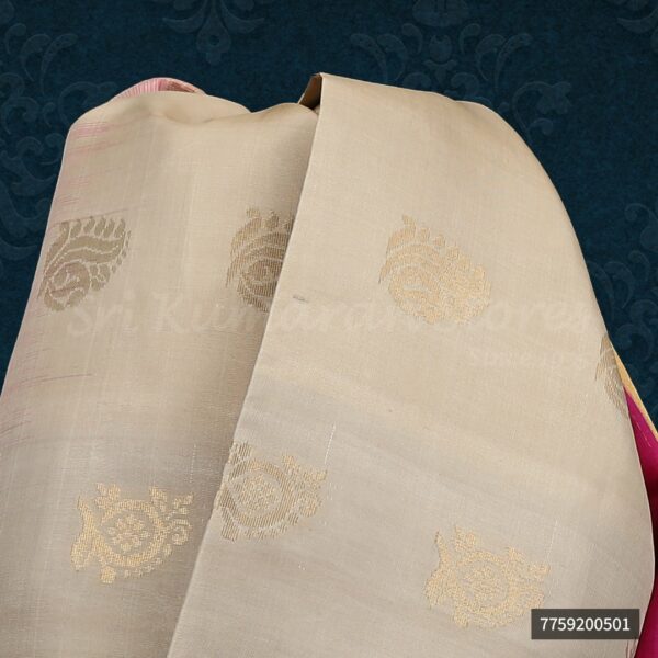 White Saree With Purple Border - Image 2