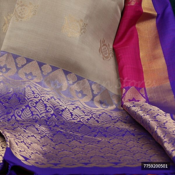 White Saree With Purple Border - Image 3