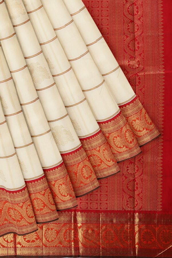 White saree with red border
