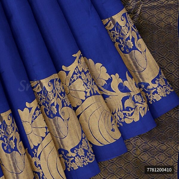 Yellow Saree With Blue Border - Image 4