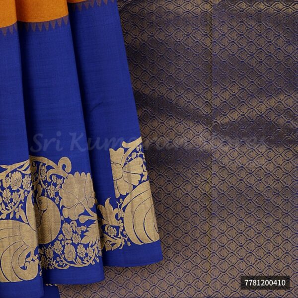 Yellow Saree With Blue Border - Image 6