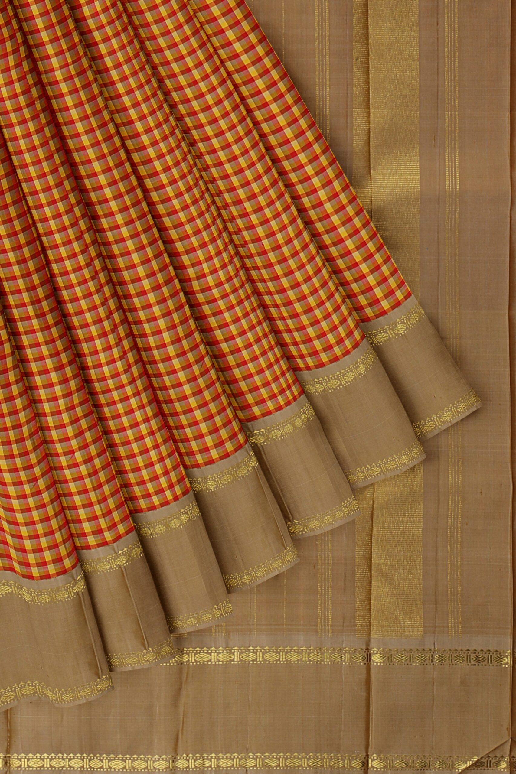 Yellow Saree with half white Border