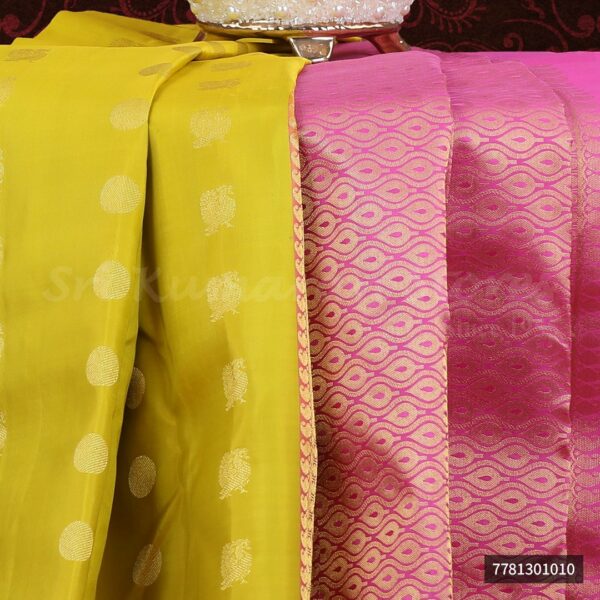 Yellow Saree With Pink Border - Image 2