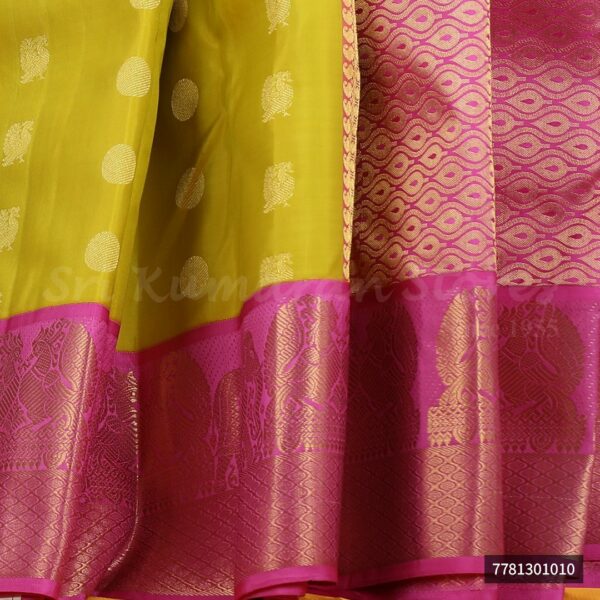 Yellow Saree With Pink Border - Image 3
