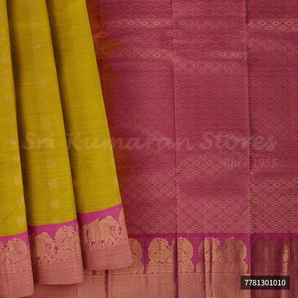 Yellow Saree With Pink Border - Image 6