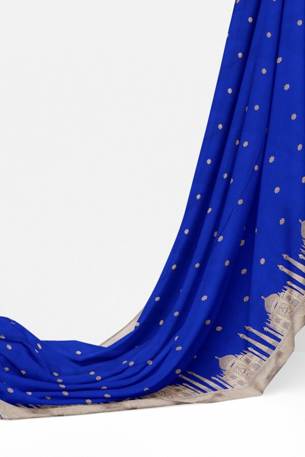 Blue saree with silver colour border - Image 3