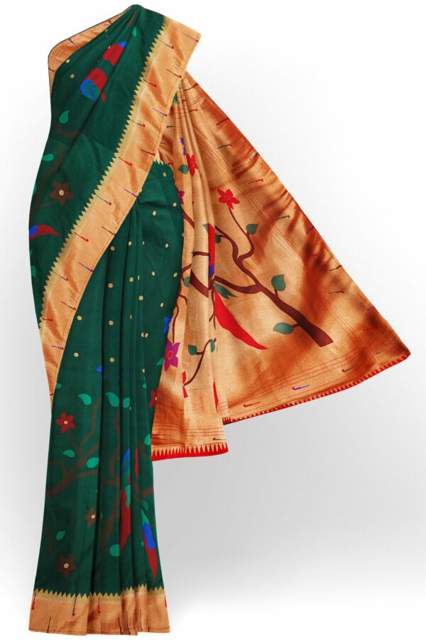 Dark green saree with golden red saree